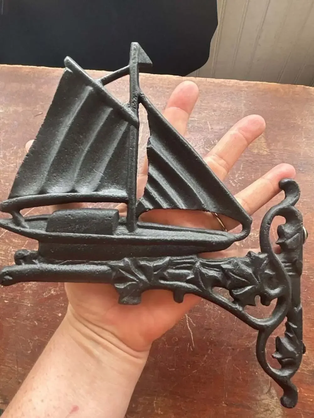 Cast Iron Sailboat Decorative Shelf Bracket Wall Hook Nautical Beach Decor